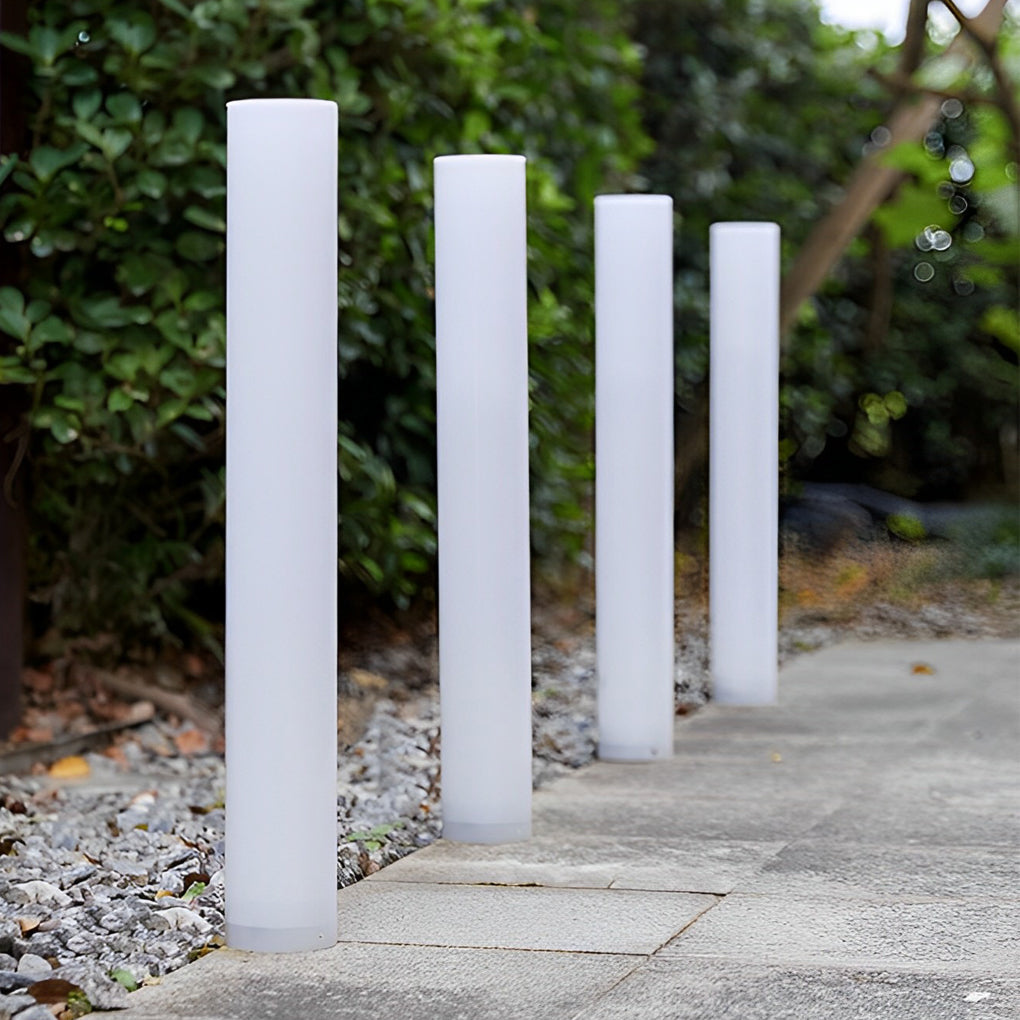 [Open-Box] Long Cylindrical Waterproof White Modern Solar Lawn Lights Lamp Post