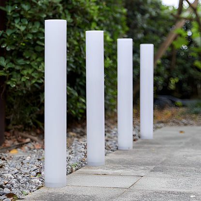 [Open-Box] Long Cylindrical Waterproof White Modern Solar Lawn Lights Lamp Post