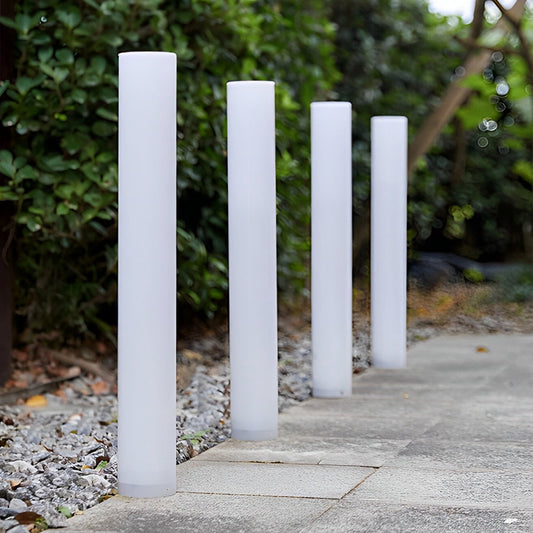 [Open-Box] Long Cylindrical Waterproof White Modern Solar Lawn Lights Lamp Post