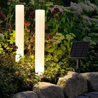[Open-Box] Long Cylindrical Waterproof White Modern Solar Lawn Lights Lamp Post