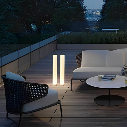 [Open-Box] Long Cylindrical Waterproof White Modern Solar Lawn Lights Lamp Post