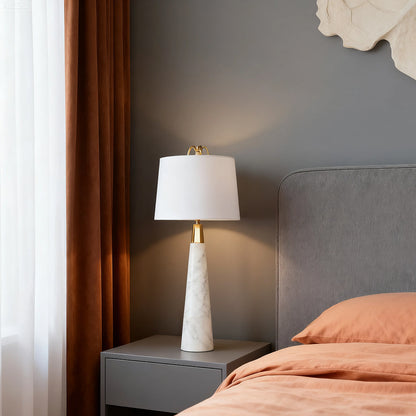 White Marble Table Lamp Elegant Luxury Nordic Tapered Stone Lamp