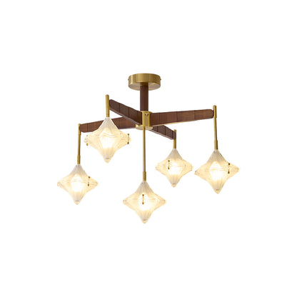 Vintage Gold Chandelier French Star Luxury Glass Ceiling Light