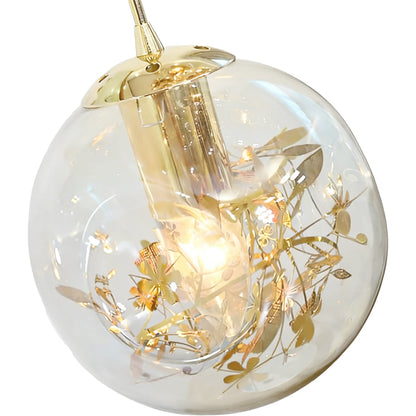 [Open-Box]Gold Staircase Chandelier Cognac Glass Globe Ceiling Light
