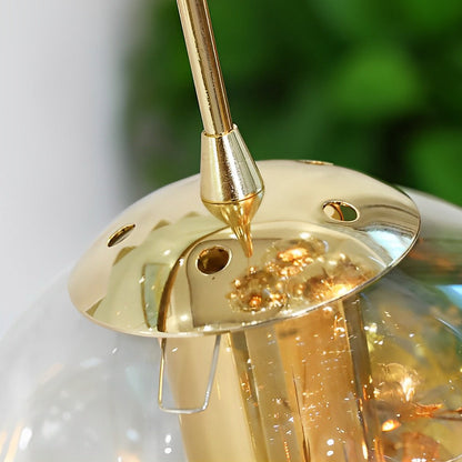 [Open-Box]Gold Staircase Chandelier Cognac Glass Globe Ceiling Light