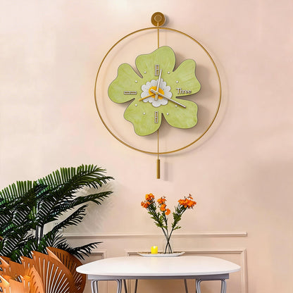 Wall Clock with Light Floral LED Remote Control Light