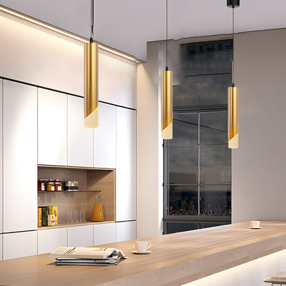 [Open-Box]Hardware Slender Cylinder 3 Step Dimming Gold Modern LED Pendant Lights