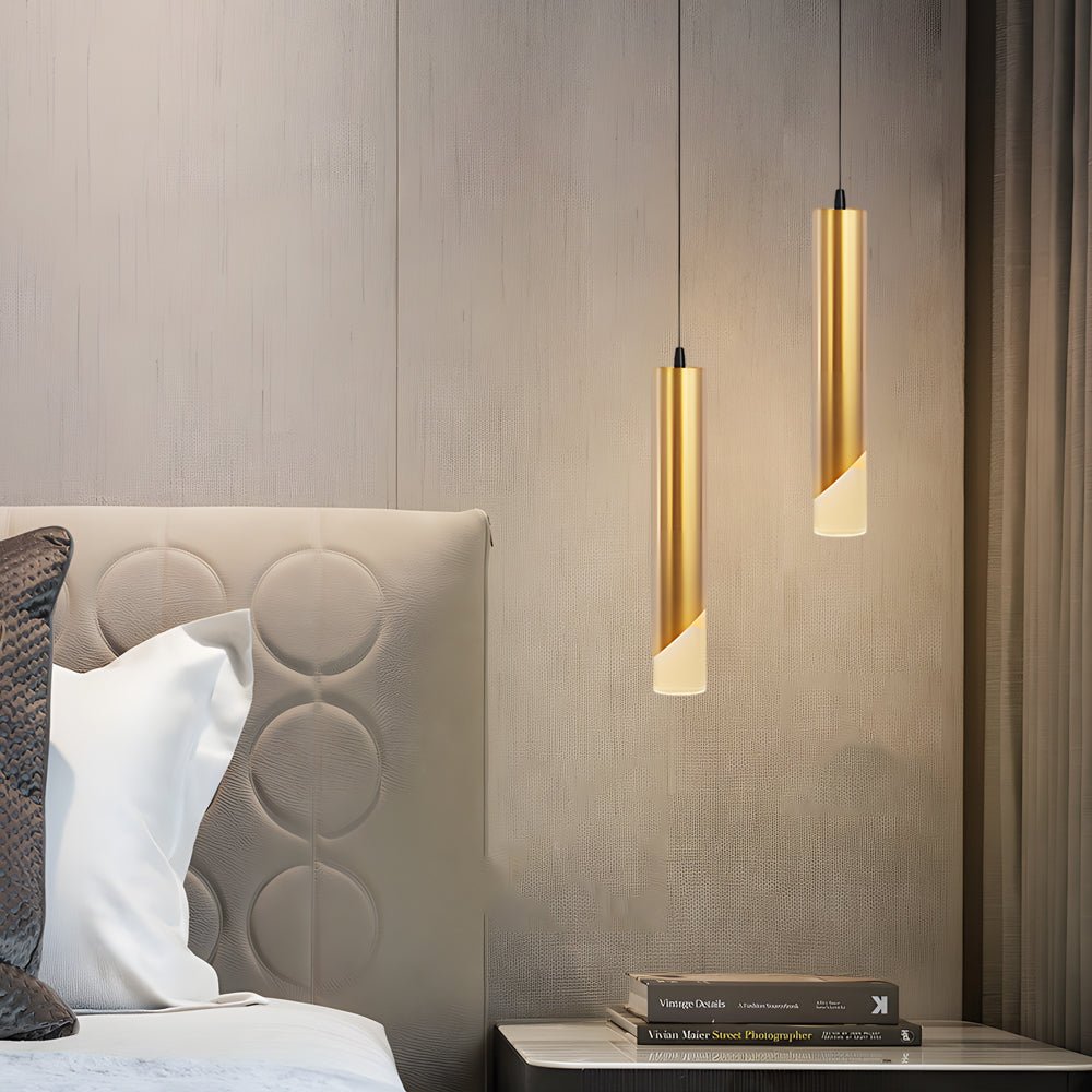 [Open-Box]Hardware Slender Cylinder 3 Step Dimming Gold Modern LED Pendant Lights