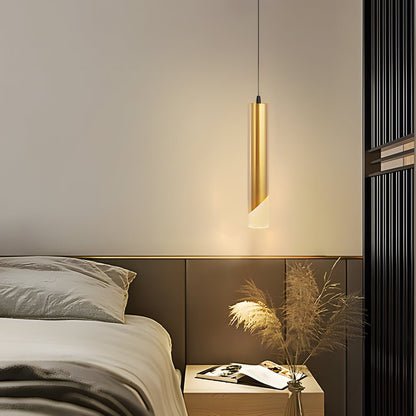[Open-Box]Hardware Slender Cylinder 3 Step Dimming Gold Modern LED Pendant Lights