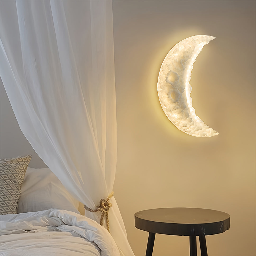 Wall Light Moon Modern Minimalist Resin Bedroom Textured Crescent Lamp