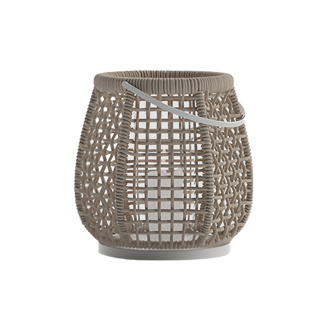 Woven Outdoor Lanterns Stylish with Handle Portable Patio Floor Lamp