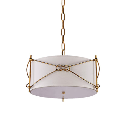 White Drum Pendant Light with a Polished Gold Stylish Ceiling Light