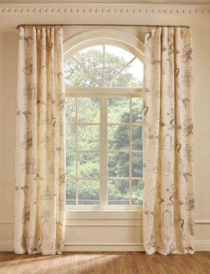Mermaid Toile Linen Curtain Panel by Sarah Sherman Samuel