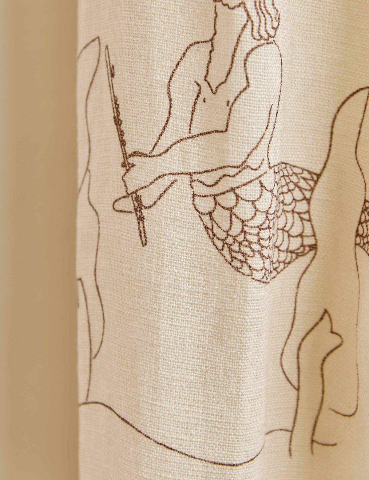 Mermaid Toile Linen Curtain Panel by Sarah Sherman Samuel