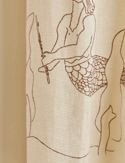 Mermaid Toile Linen Curtain Panel by Sarah Sherman Samuel