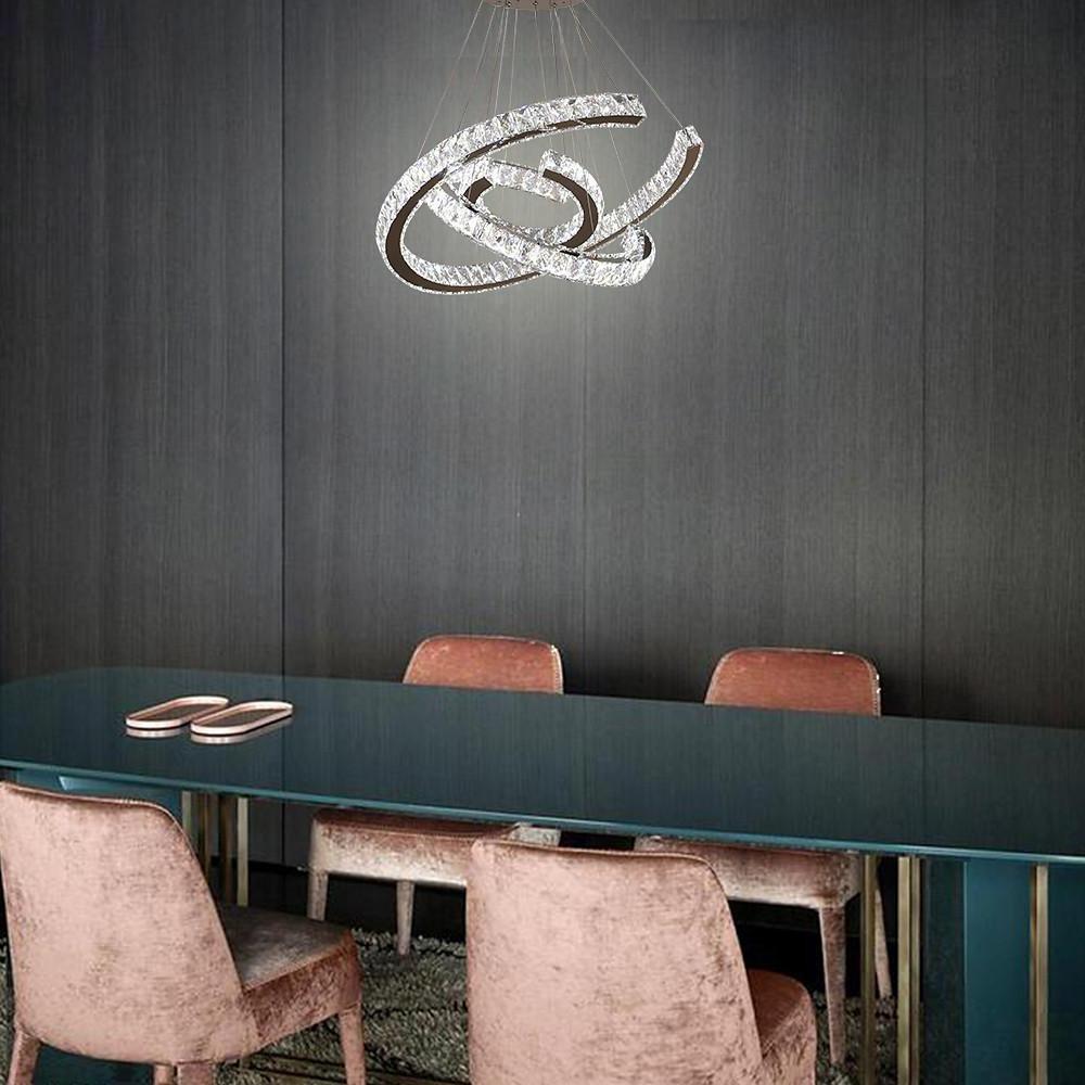 Wave LED Crystal Stainless Steel Ceiling Lights Chandeliers