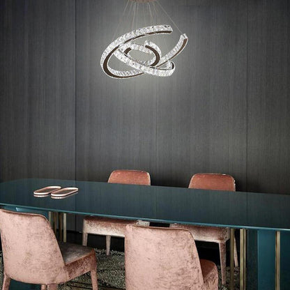 Wave LED Crystal Stainless Steel Ceiling Lights Chandeliers