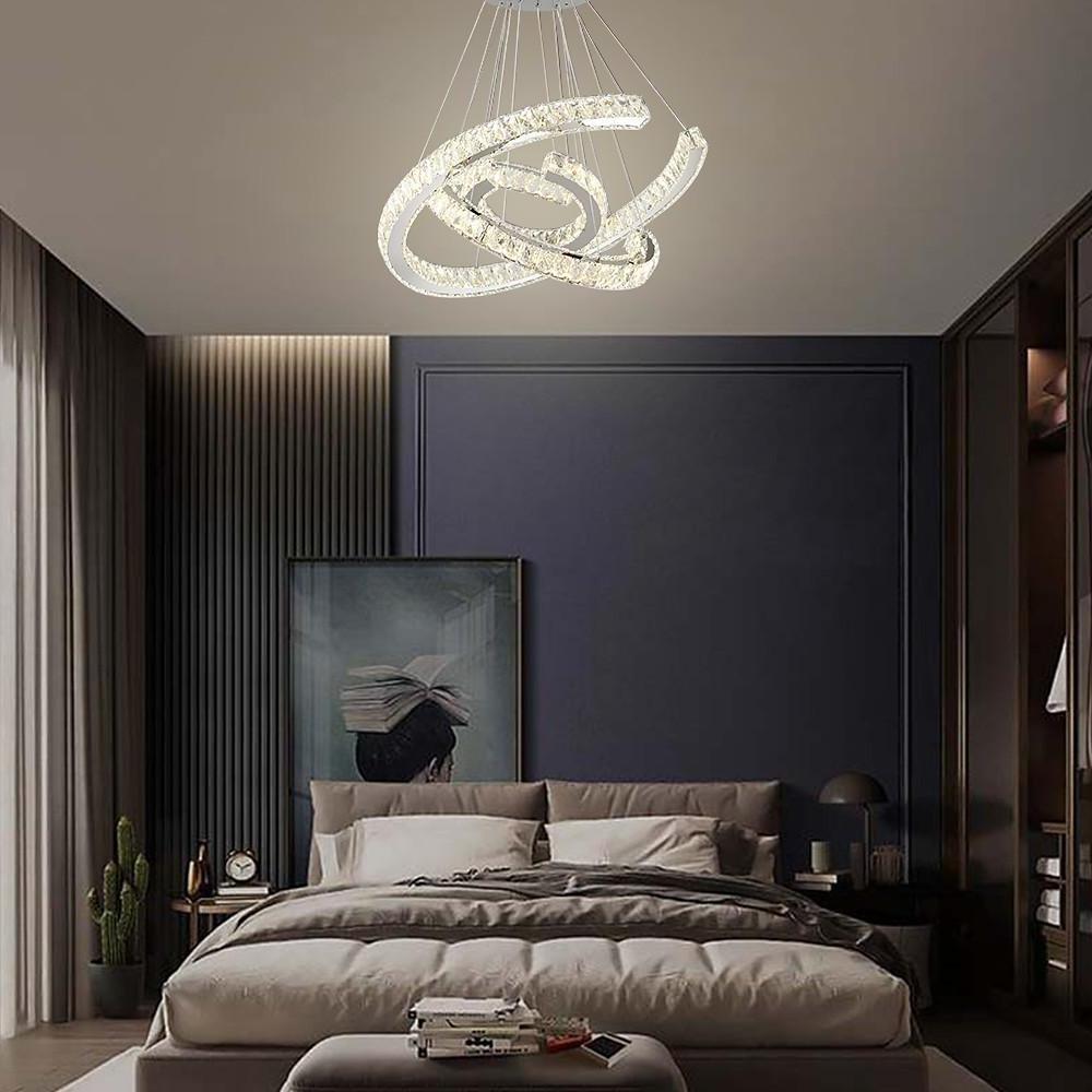 Wave LED Crystal Stainless Steel Ceiling Lights Chandeliers