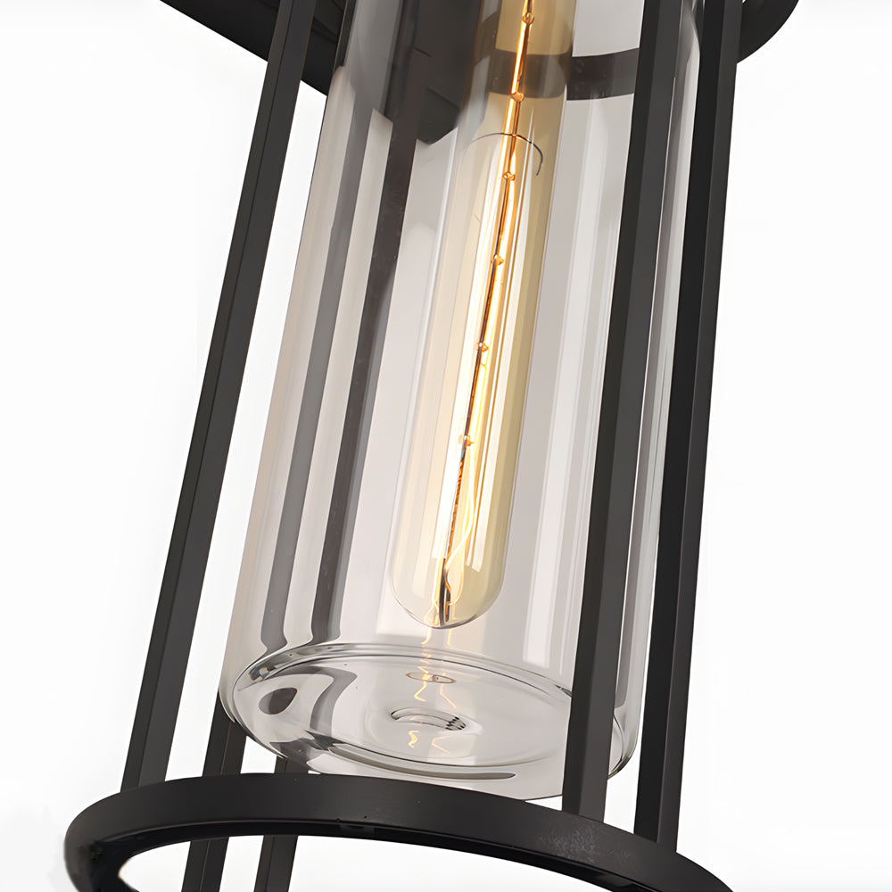 Waterproof Black Outdoor Wall Sconce Light Glass Lampshade Design