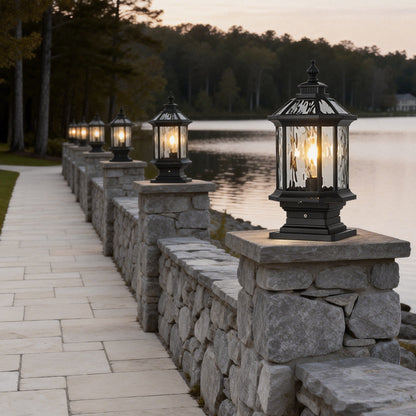 [Open-Box]Lantern Pillar Lights European-Style Vintage Outdoor Pier Mount Light