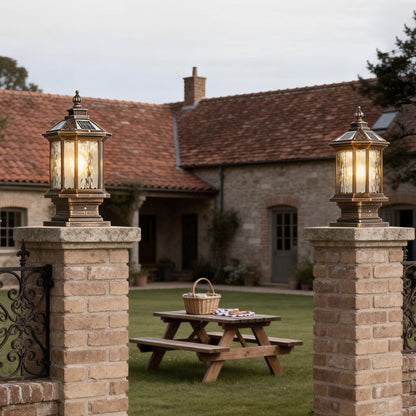 [Open-Box]Lantern Pillar Lights European-Style Vintage Outdoor Pier Mount Light