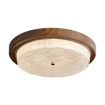 Wood Flush Mount Ceiling Light Vintage Style Round Ceiling Lamp