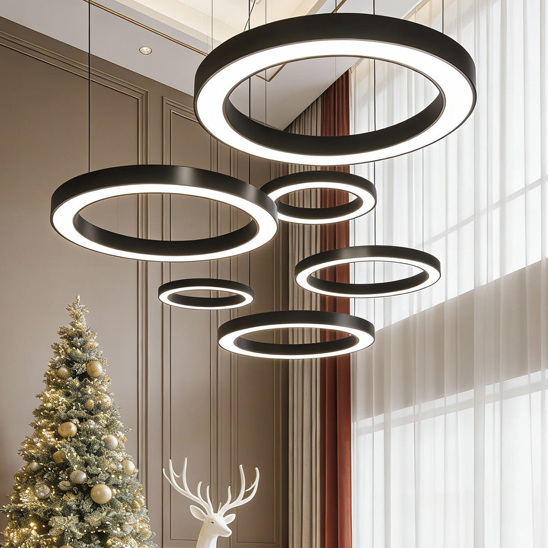 [Open-Box]LED Pendant Ring Ceiling Light Modern Metal Acrylic Light