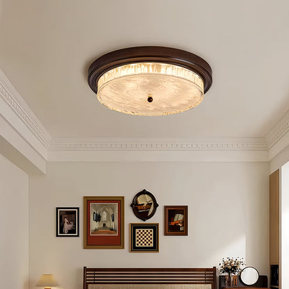 Wood Flush Mount Ceiling Light Vintage Style Round Ceiling Lamp