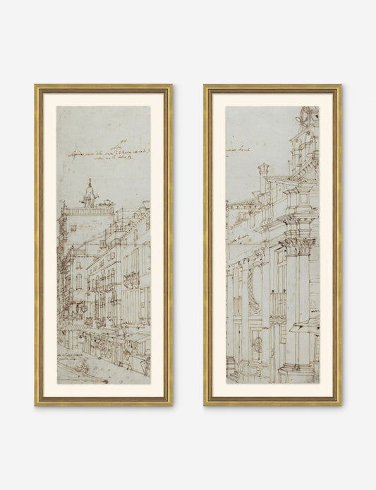 Canaletto Drawing Prints (Set of 2)