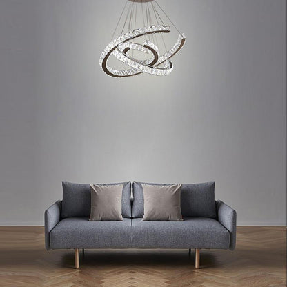 Wave LED Crystal Stainless Steel Ceiling Lights Chandeliers