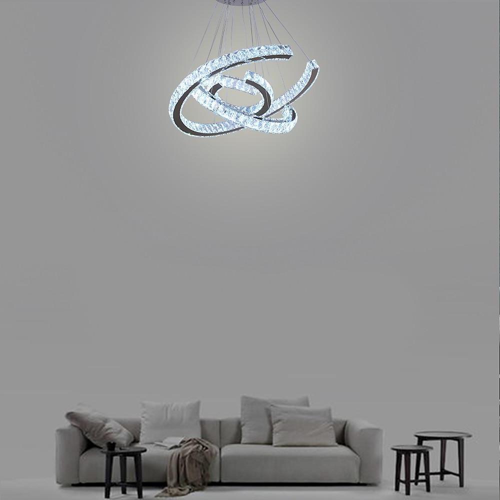 Wave LED Crystal Stainless Steel Ceiling Lights Chandeliers