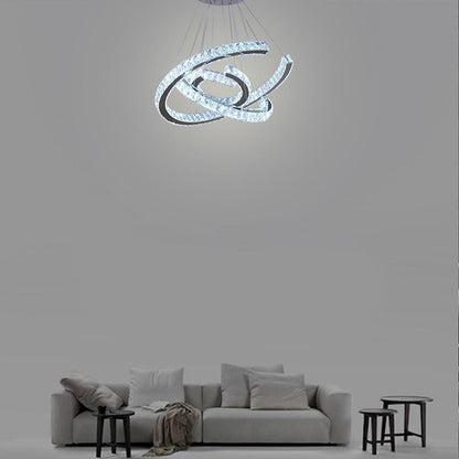 Wave LED Crystal Stainless Steel Ceiling Lights Chandeliers
