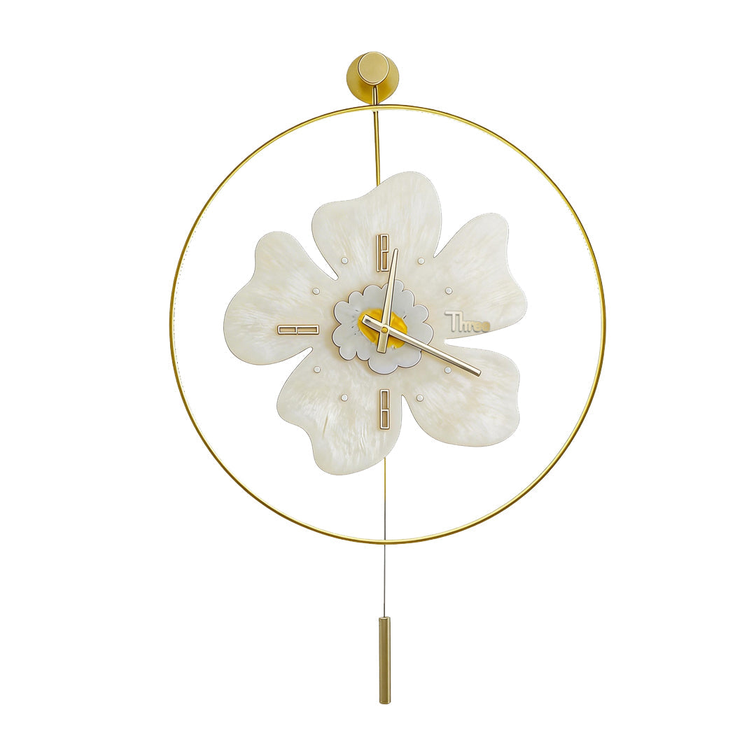 Wall Clock with Light Floral LED Remote Control Light