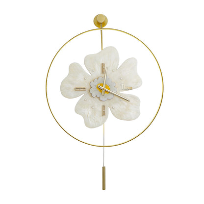 Wall Clock with Light Floral LED Remote Control Light