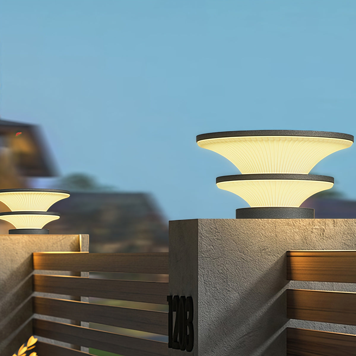 Waterproof Patio Pillar Lights Round Modern