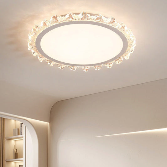 White Round LED Ceiling Light French Full Spectrum Ultra-Thin Flush Mount Light