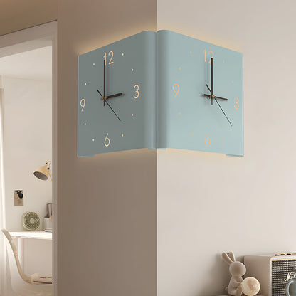 Wall Clock Lamp Modern Square Backlit Metal Light