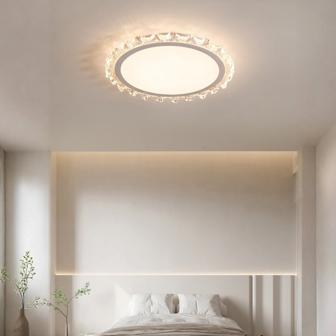 White Round LED Ceiling Light French Full Spectrum Ultra-Thin Flush Mount Light