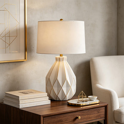 White Ceramic Table Lamps Luxury Mid-Century Accent Light