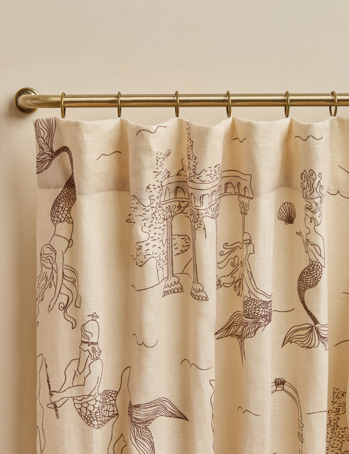 Mermaid Toile Linen Curtain Panel by Sarah Sherman Samuel
