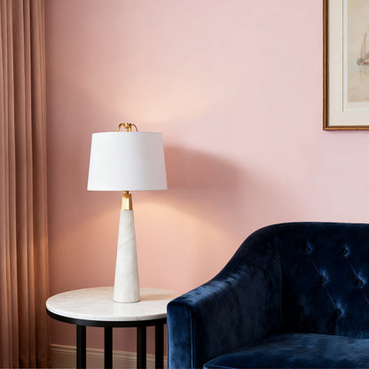 White Marble Table Lamp Elegant Luxury Nordic Tapered Stone Lamp