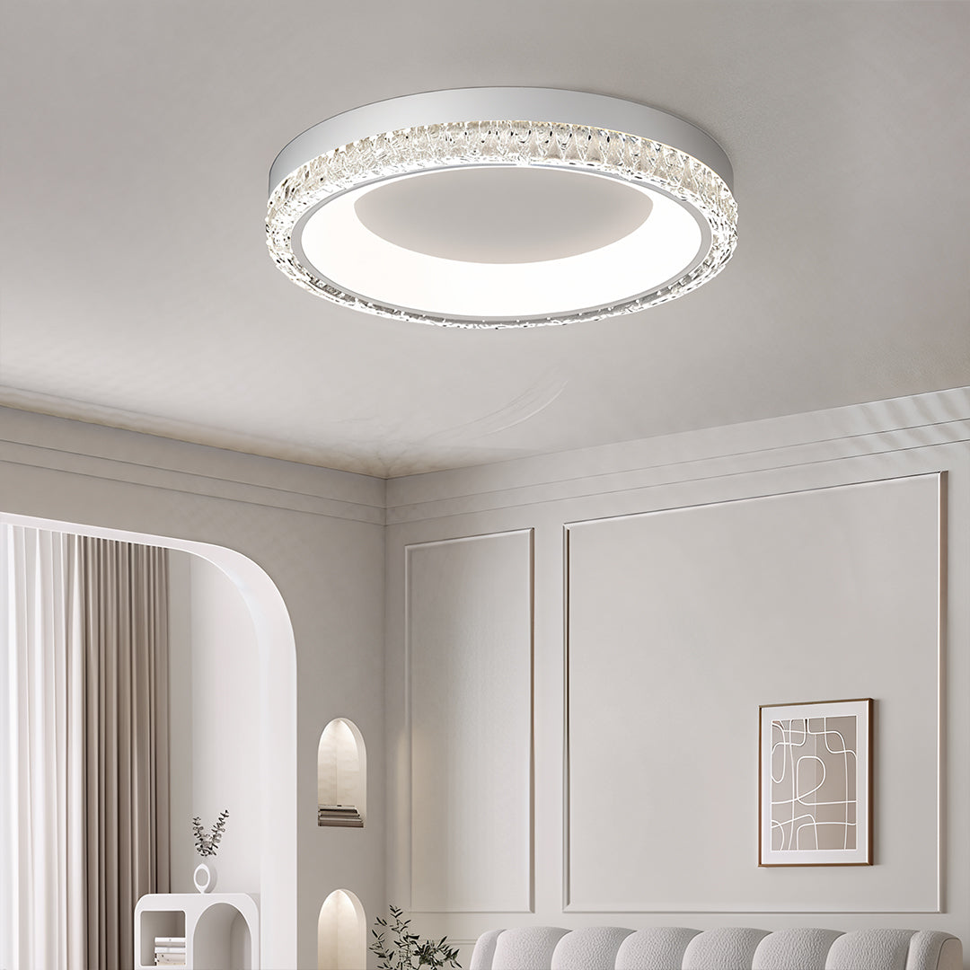 White Flush Mount Ceiling Light Italian Round  Minimalist Lamp