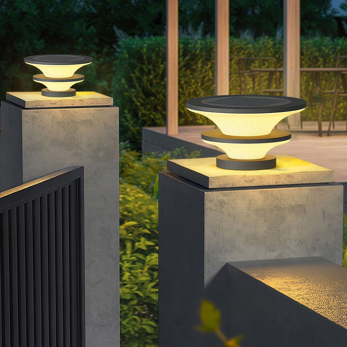 Waterproof Patio Pillar Lights Round Modern