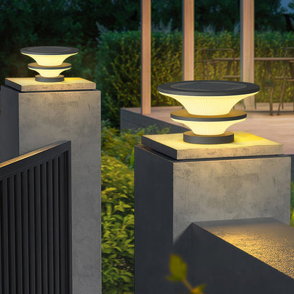 Waterproof Patio Pillar Lights Round Modern