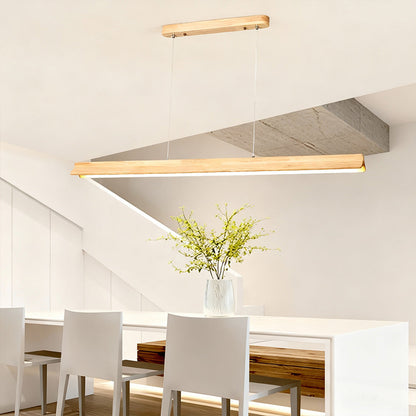 Wood Pendant Lights White PVC Shade Linear Long Strip Ceiling Light