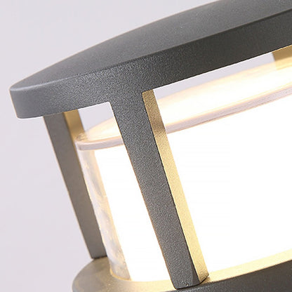 [Open-Box]Modern Round Outdoor Post Light Double-Layered Lampshade Light