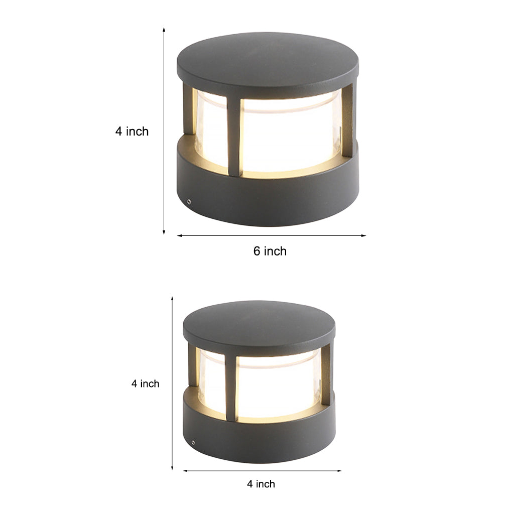 [Open-Box]Modern Round Outdoor Post Light Double-Layered Lampshade Light