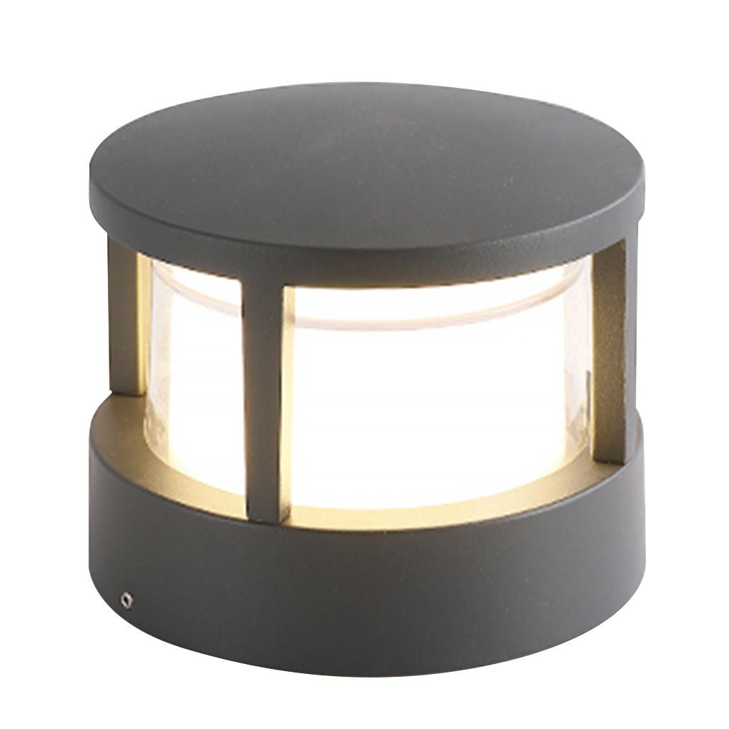 [Open-Box]Modern Round Outdoor Post Light Double-Layered Lampshade Light