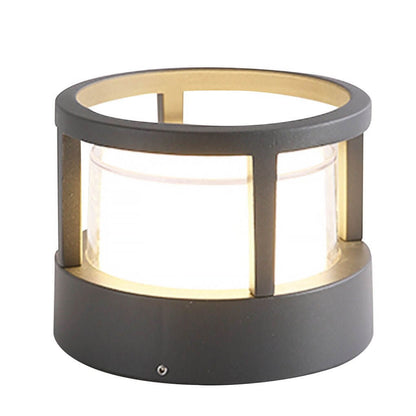 [Open-Box]Modern Round Outdoor Post Light Double-Layered Lampshade Light