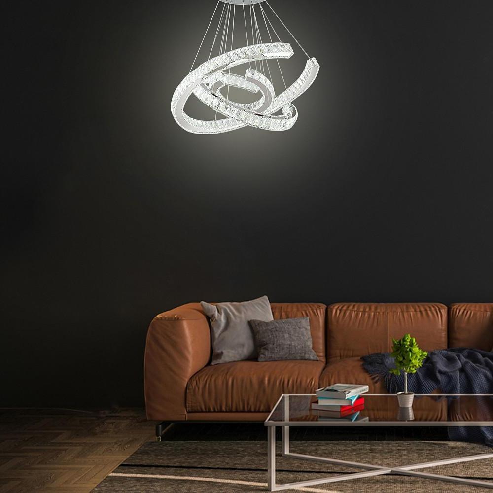 Wave LED Crystal Stainless Steel Ceiling Lights Chandeliers